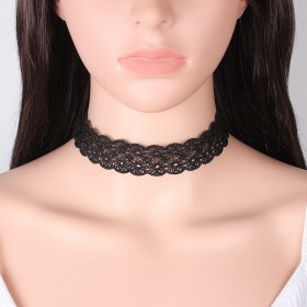 Wide Floral Lace Choker Necklace