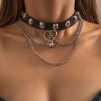 Skull Studed Hollow Heart Choker Necklace