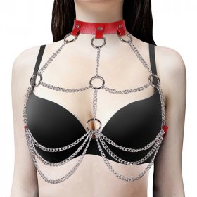 Halter Metal Chain Chest Harness With Rings