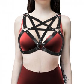 Gothic Cup-Less Bra Harness Leather Body Bondage