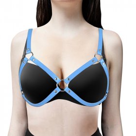 O Ring Spliced Cupless Leather Bra