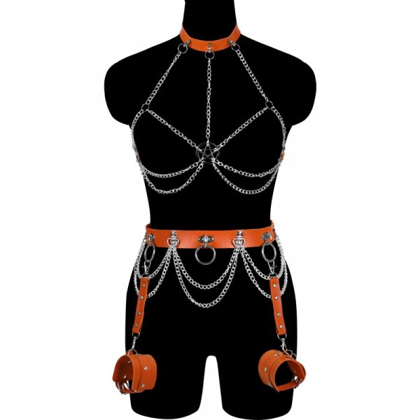 Multi Layer Bra Chain Wrist Cuff Body Harness