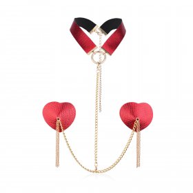 Heart Nipple Cover Chain O Ring Collar