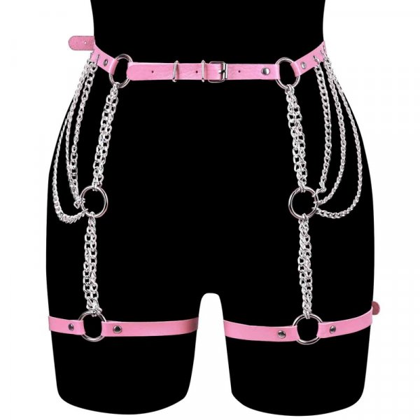 SM507 O Ring Chain Leg Strap Leather Body Harness