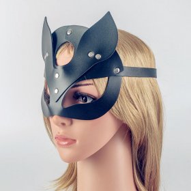 SM65 Studded Leather Fox Mask Women Bondage Fetish