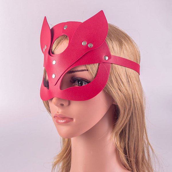 SM65 Studded Leather Fox Mask Women Bondage Fetish