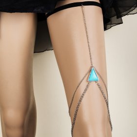 Blue Triangle Pendant Elastic Leg Chain