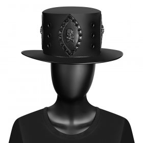 Men's Steampunk Rivet Skull Hat