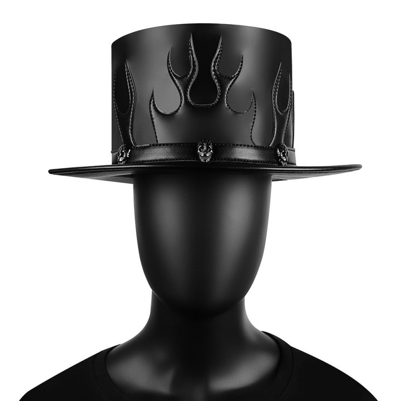 Men\'s Steampunk Flame Skull Hat