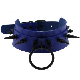 Double Layer PU Leather Black Nail Collar