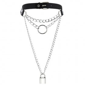Chain Lock Pendant Ring Collar
