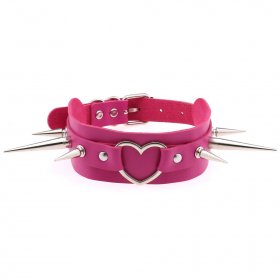 Extra Long Spikes Heart Ring Collar