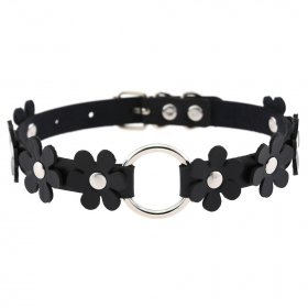 Flower PU Leather O-Ring Collar