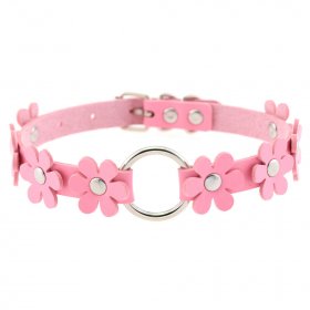 Flower PU Leather O-Ring Collar