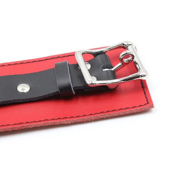 Real Leather Deluxe Red/Black Locking Cuffs
