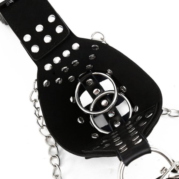 Leather Male Chastity Belt With Cuffs