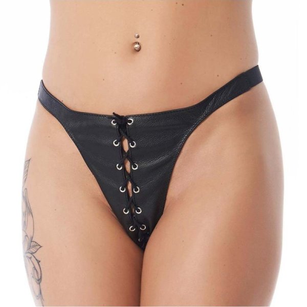 Leather Lace Up Thong