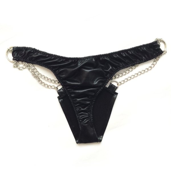 Leather Bikini Panty with Chains