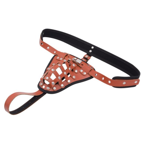 Leather Male Chastity Belt - Hemming
