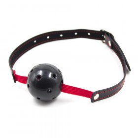Pin Buckle Breathable O Ring Red & Balck Strap Ball Gag