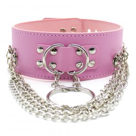 D-O-Ring Bondage Collar With Chain