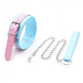 Blue & Pink Collars with Lead
