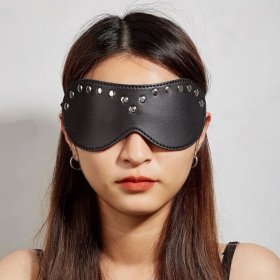 Leather Blindfold Silver Stud
