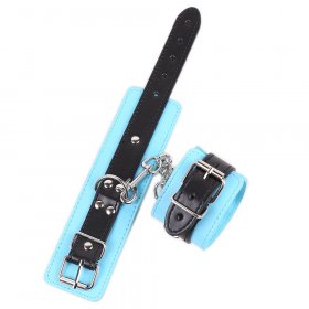 Black And Blue Pin Buckle Bondage Cuffs