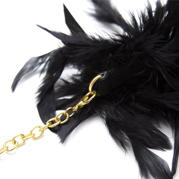 Feather Cuffs With Golden Chain