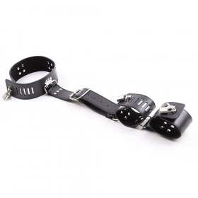 Faux Leather Neck To Wrist Restraint With Belt