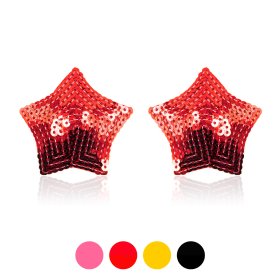 Pair of Shiny Red Sequin Star Nipple Pasties Covers