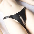 Open Front Leather Thong with Chain
