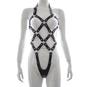 Open Breast Leather Body Harness