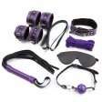 Purple And Black Fur Lined Bondage Kit 8 Piece