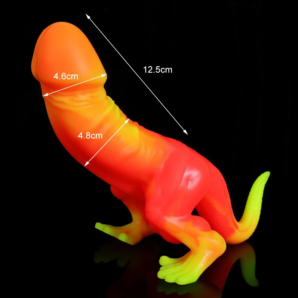 (image for) Dinosaur Silicone Dildo - Colorful