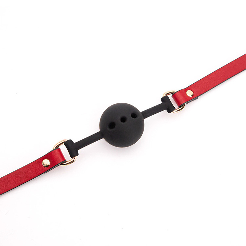 Silicone Ball Gag With Red& Black Strap
