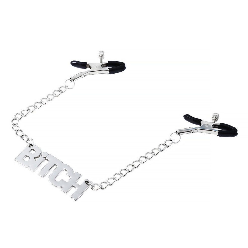 (image for) Nipple Clamp With Chain - Bitch