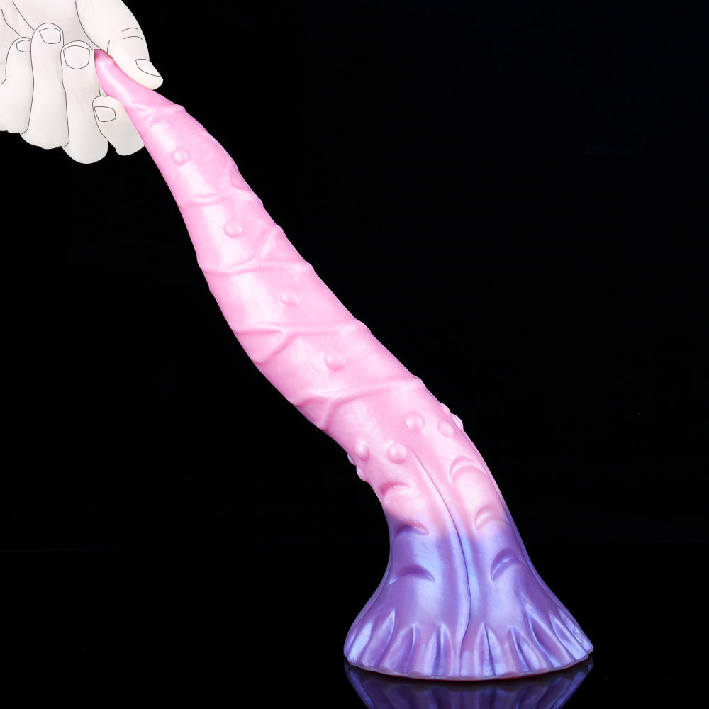 (image for) Large Fantasy Silicone Beaded Tongue Dildo