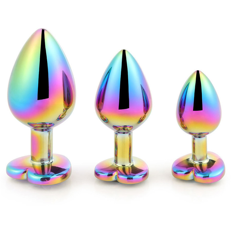 (image for) Holographic Jeweled Heart Butt Plug (Rainbow)