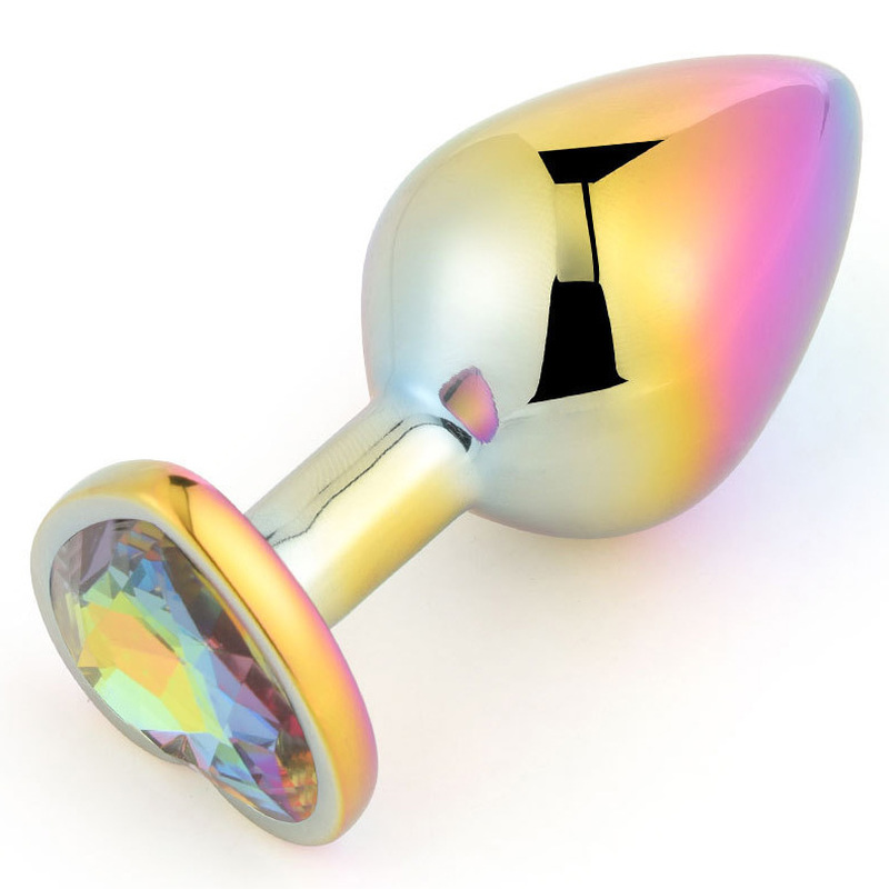 (image for) Holographic Jeweled Heart Butt Plug (Rainbow)