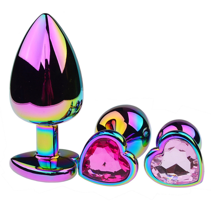 (image for) Holographic Jeweled Heart Butt Plug (Rainbow)