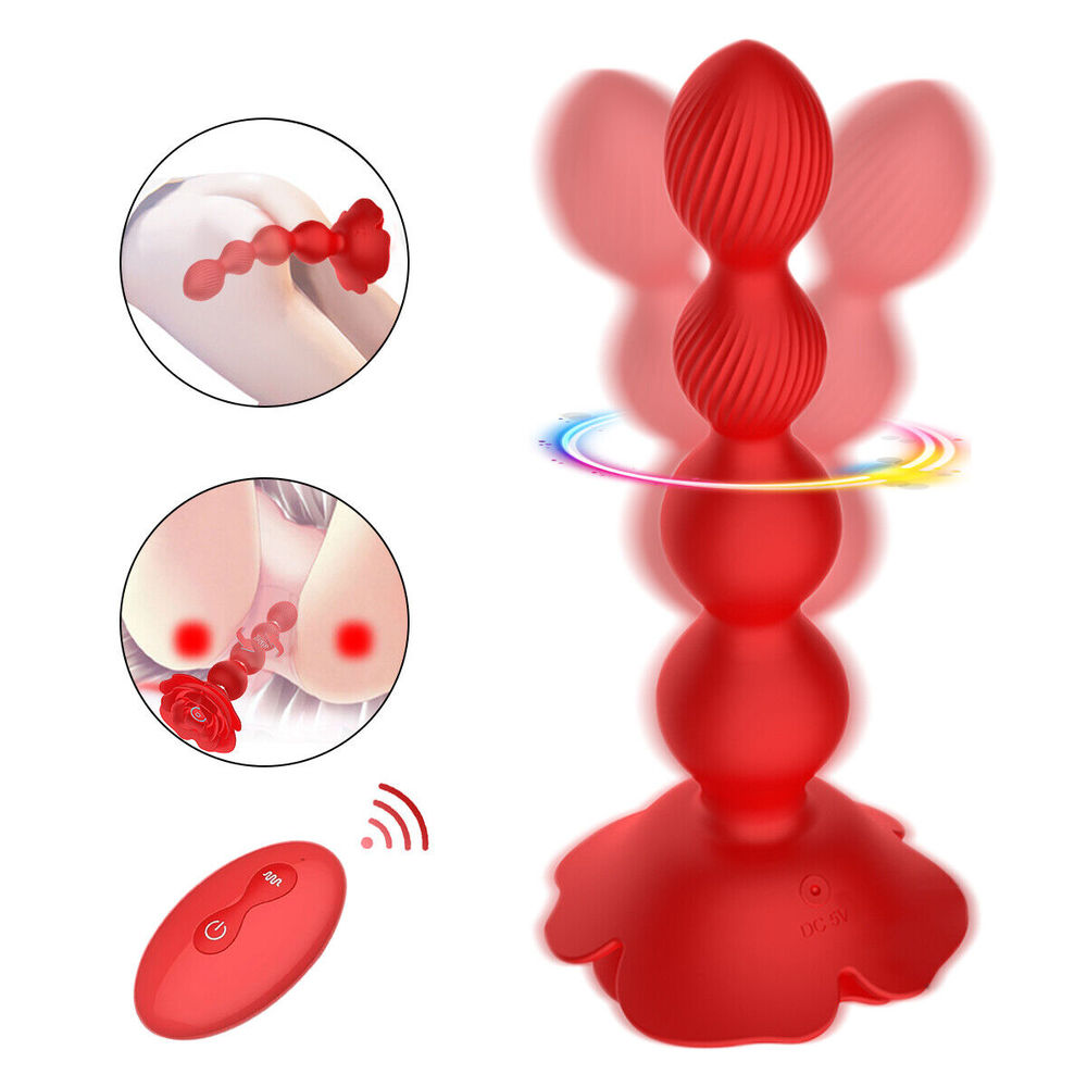 (image for) Rose Rotating Beads Anal Butt Plug