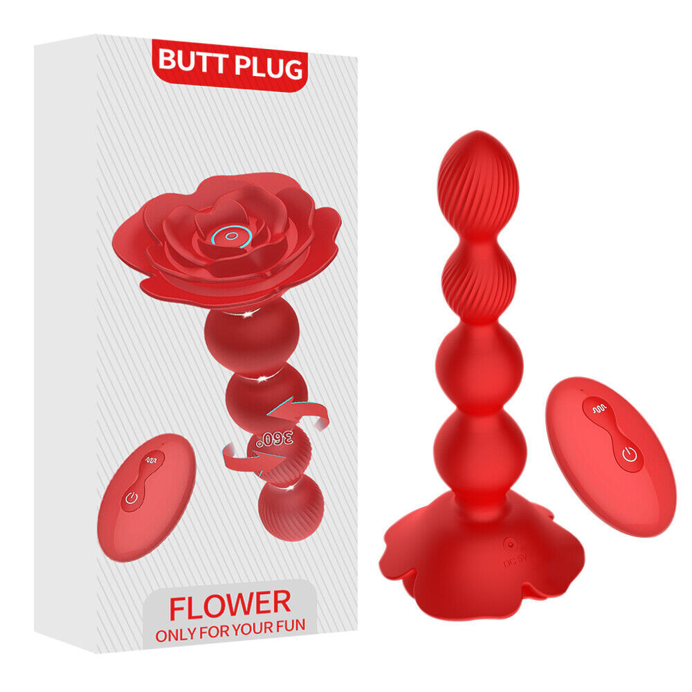 (image for) Rose Rotating Beads Anal Butt Plug