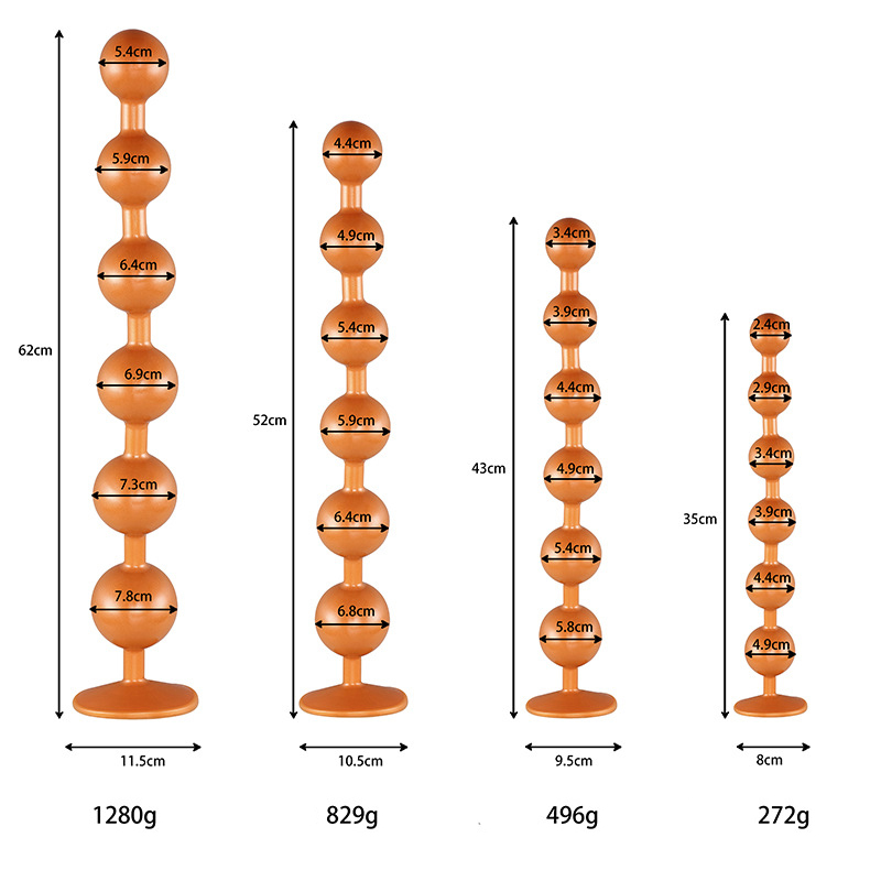 (image for) Overlength Liquid Silicone Round Beads Anal Plug