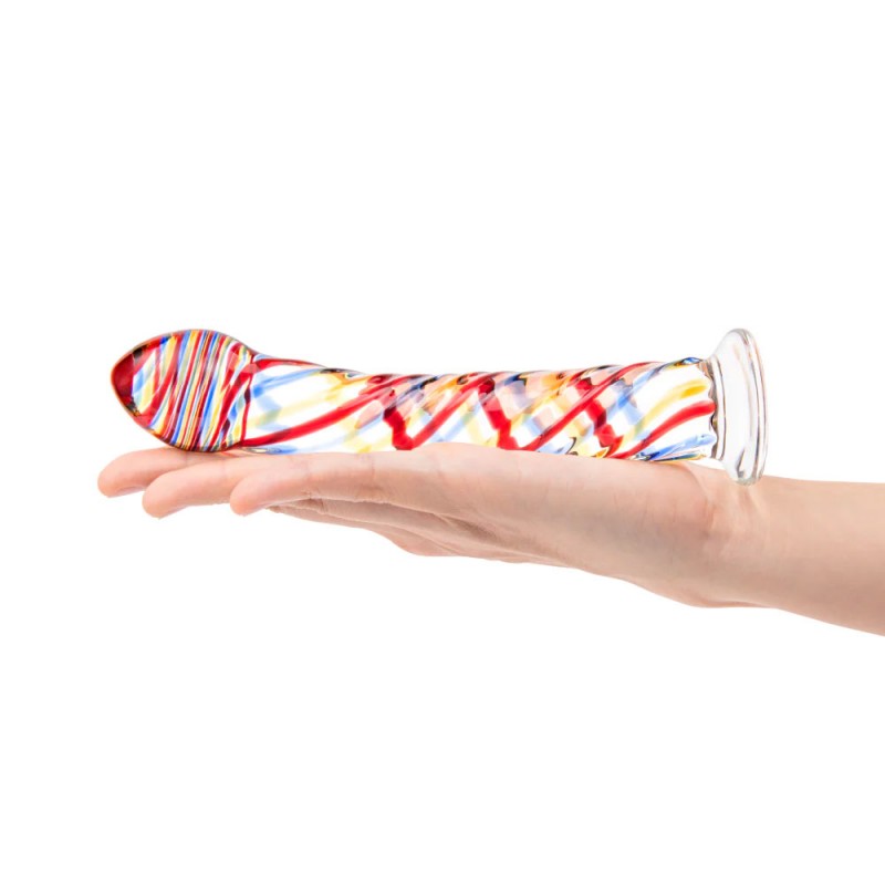(image for) Multi-Swirl Curved Glass Spot Dildo