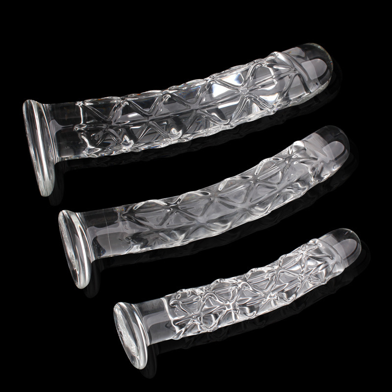 (image for) Ribbed Crystal Glass Realistic Dildo