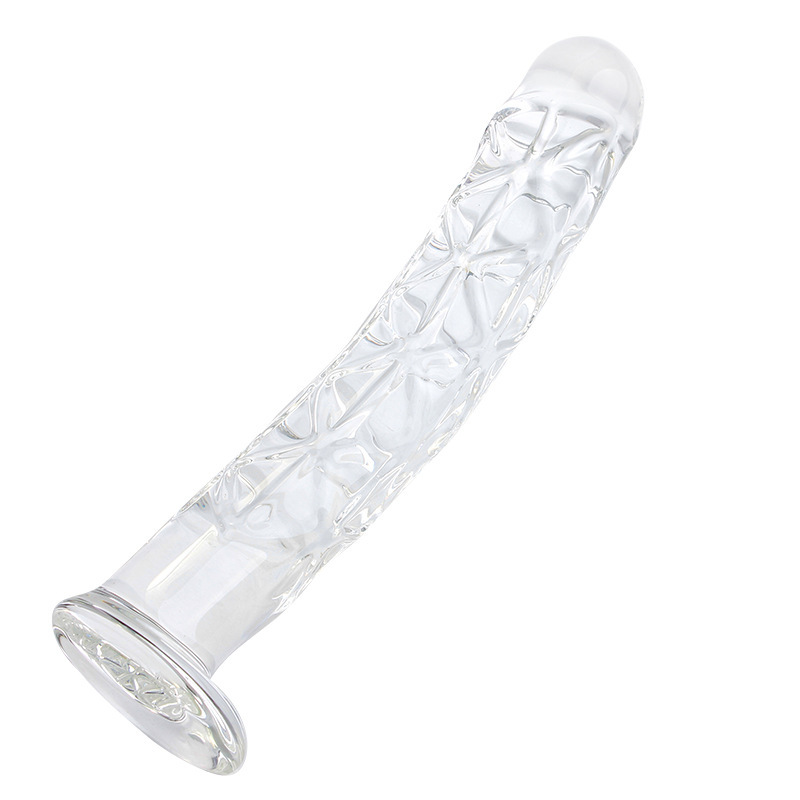 (image for) Ribbed Crystal Glass Realistic Dildo