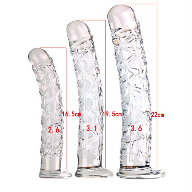 (image for) Ribbed Crystal Glass Realistic Dildo