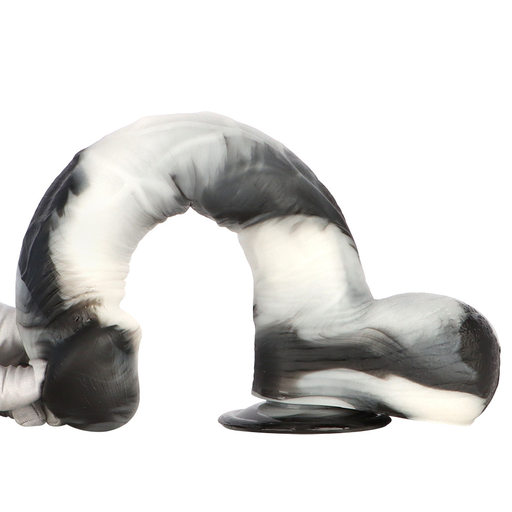 (image for) Black and White PVC Realistic Dildo 02
