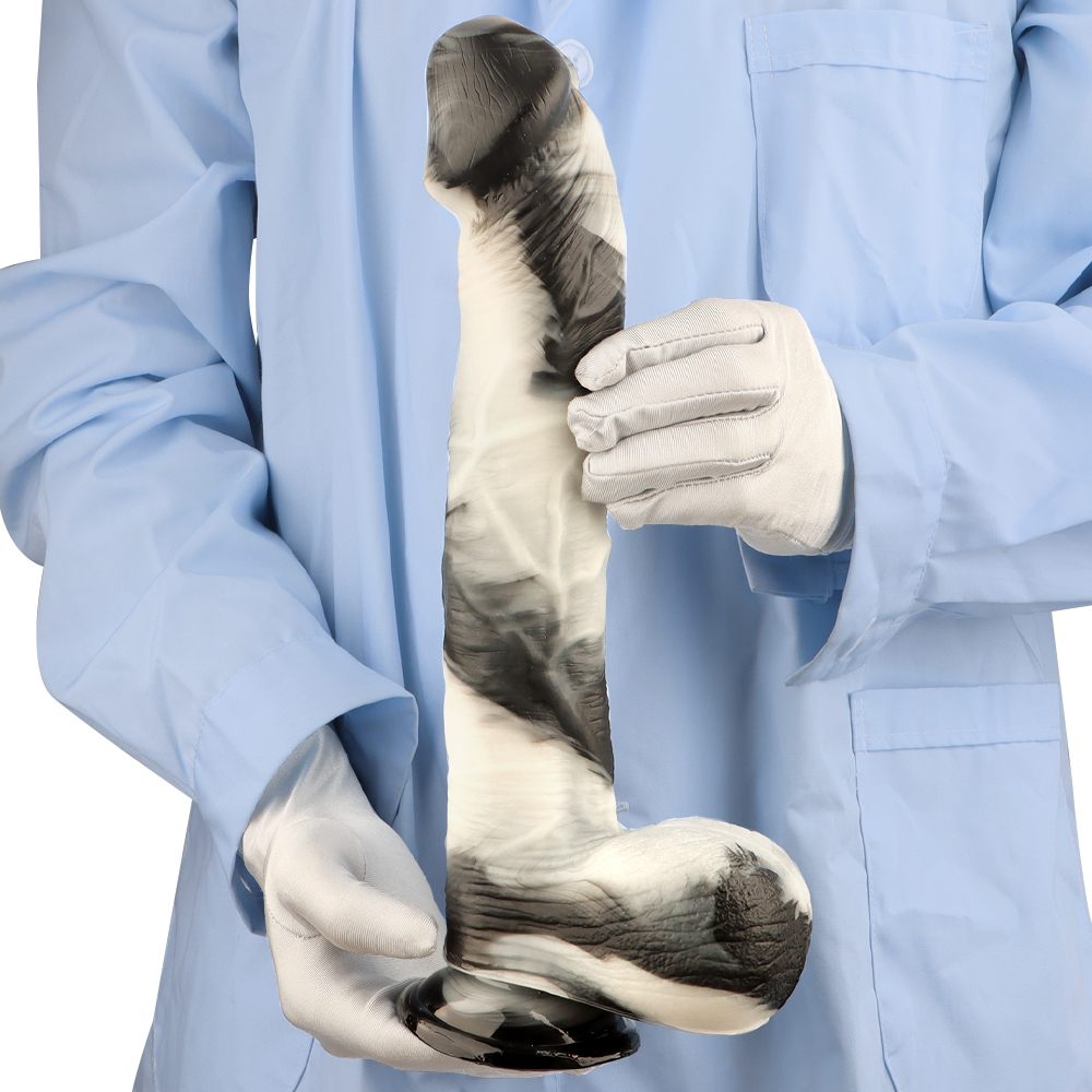 (image for) Black and White PVC Realistic Dildo 02